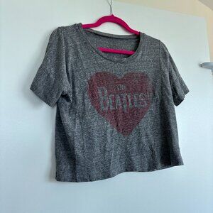 Crop Top Beatles Love Tshirt Small/Medium Grey